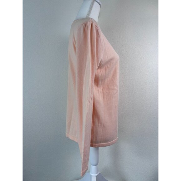 J. Jill women's medium peach light orange long sleeve‎ lightweight sweater top - Picture 3 of 8